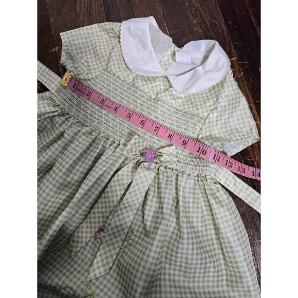 Vintage Green White Collared Neck Plaid Dress size 4 - Picture 6 of 11